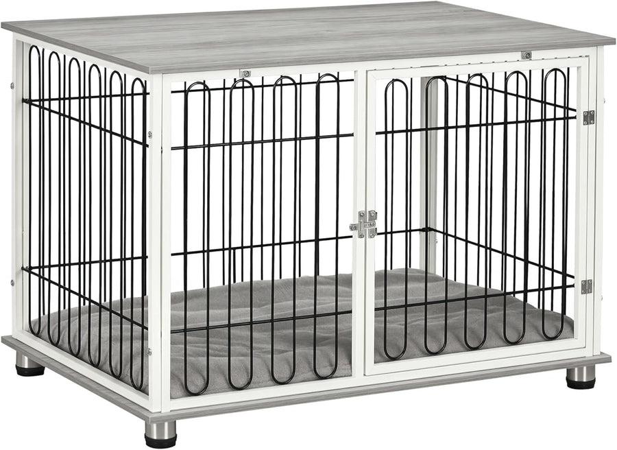 Dog Crate Furniture with Cushion | Indoor Kennel Table for Small & Medium Pets - Kwikley