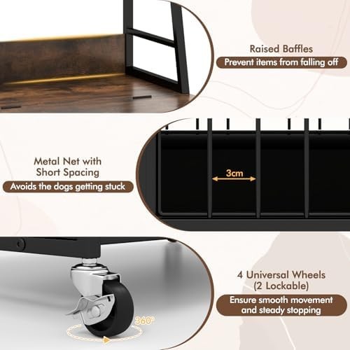 Dog Crate Furniture with Shelves, Flip Top, 3 Doors & Tray for Small Dogs - Kwikley