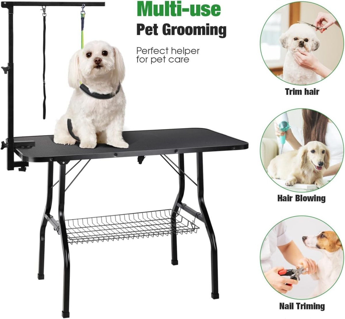 Dog Grooming Arm Clamp Adjustable Height Dual Loop No Sit Holder Portable - Kwikley