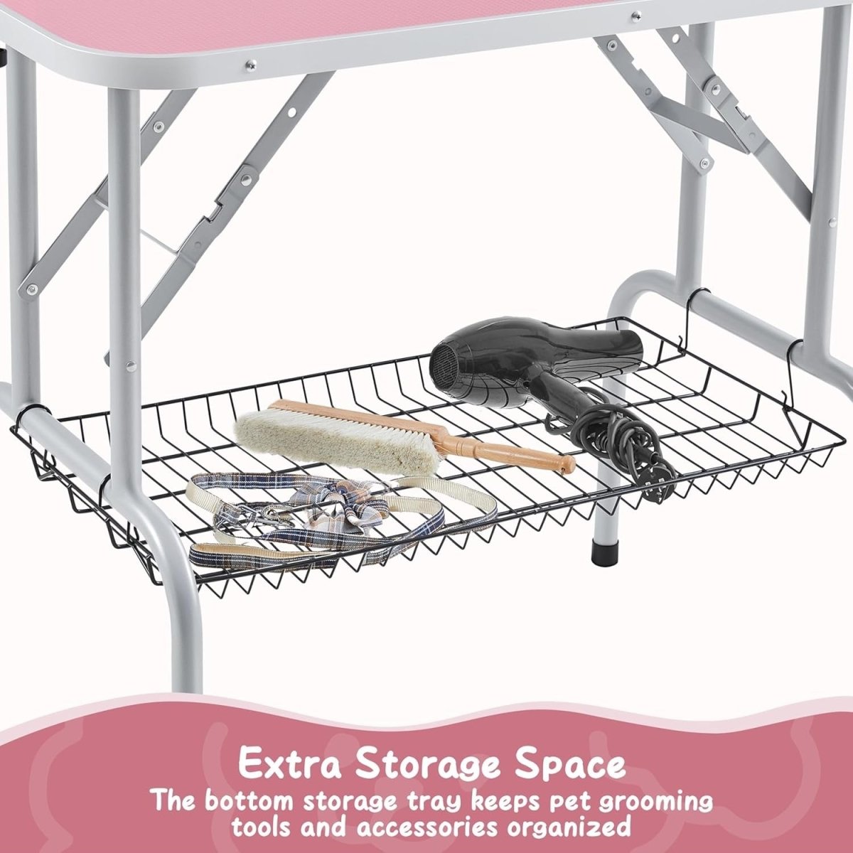 Dog Grooming Table Adjustable Height Non Slip Foldable Arm Noose Basket - Kwikley