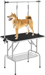 Dog Grooming Table Adjustable Height Non Slip Foldable w Arm Noose Basket - Kwikley
