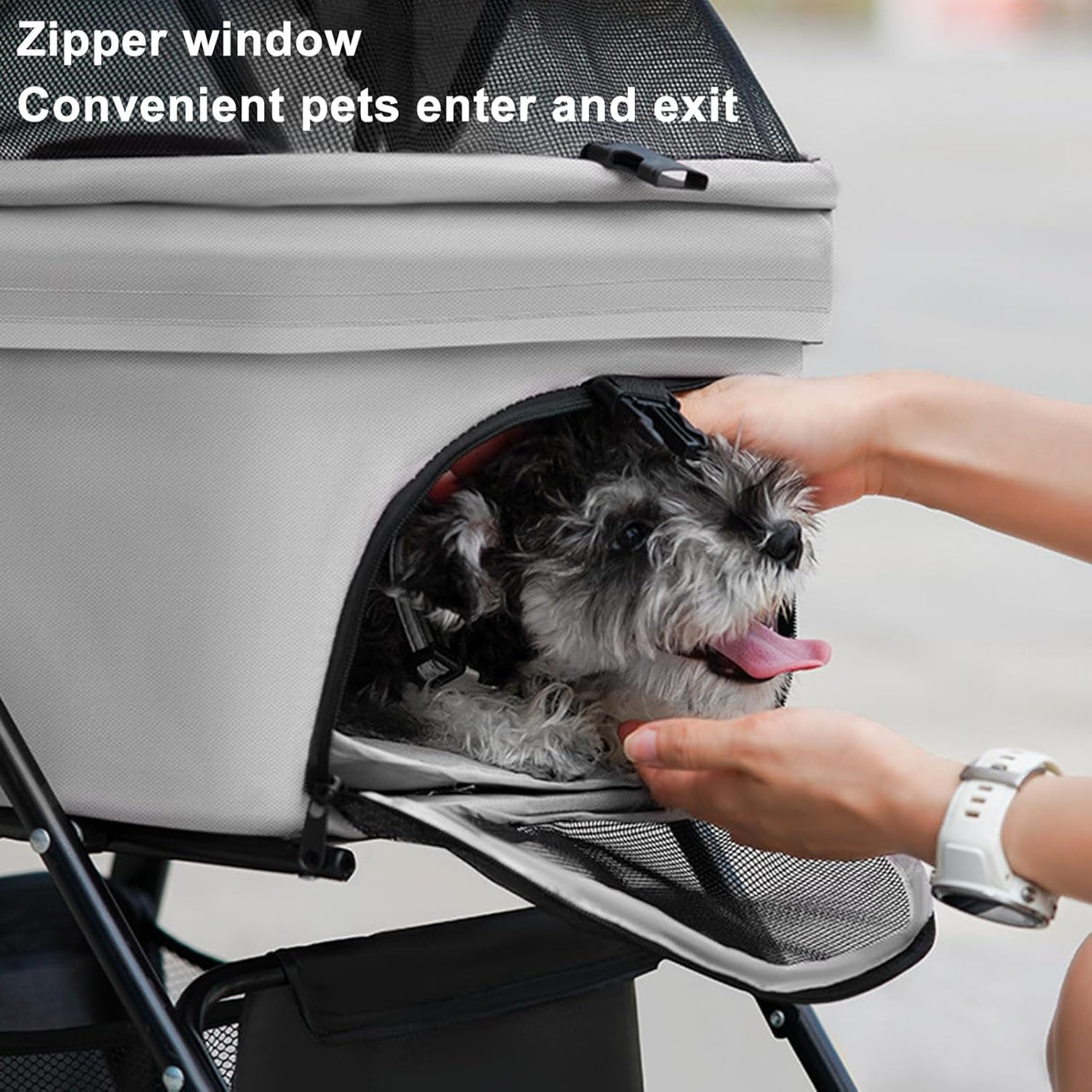 Dog Pet Stroller 4 Wheel Foldable Travel Pushchair for Small Medium Pets - Kwikley