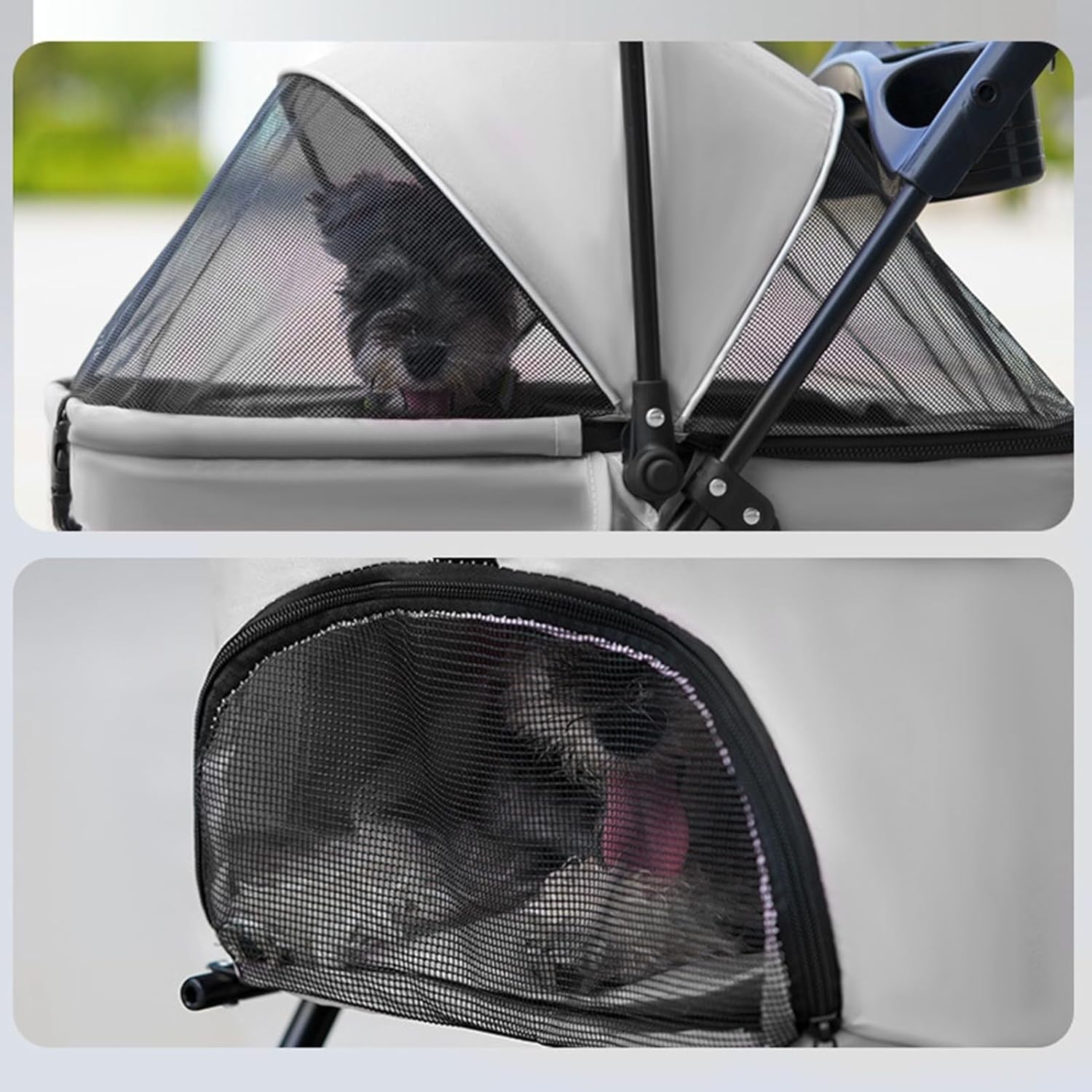 Dog Pet Stroller 4 Wheel Foldable Travel Pushchair for Small Medium Pets - Kwikley