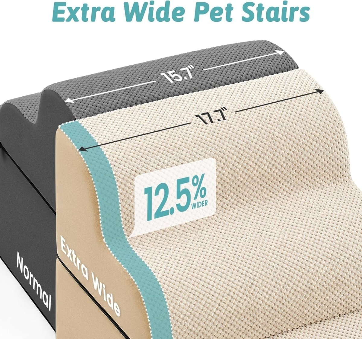 Dog Stairs 4 Step 19.7in High Density Foam Pet Ramp for Bed Sofa - Kwikley