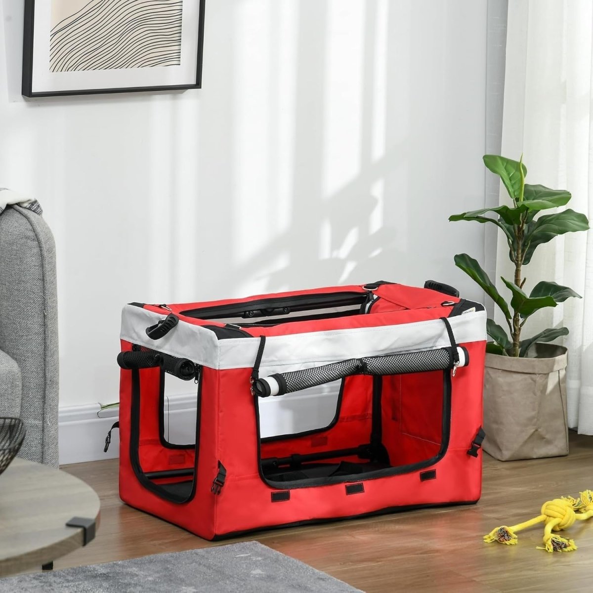 Dog Stroller Red Detachable Carrier Pet Pram Small Dogs Safety Leashes - Kwikley