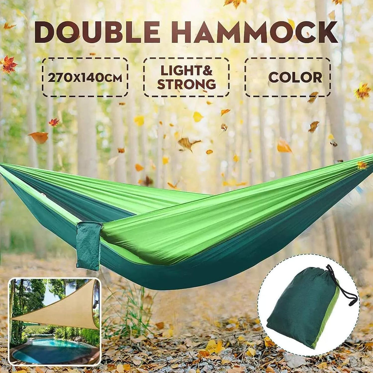 Double Camping Hammock for 2 Portable Nylon Lightweight, Quick Setup Purple - Kwikley