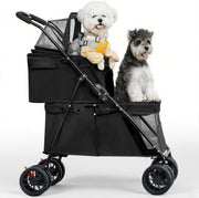 Double Deck Pet Stroller Dog Buggy Foldable Pushchair 24kg - Kwikley