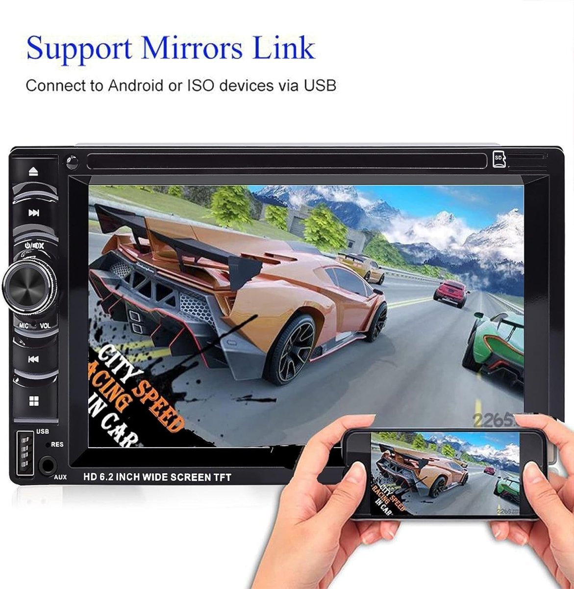 Double Din 6.2" Car Stereo Bluetooth Touchscreen Multimedia Player HD - Kwikley