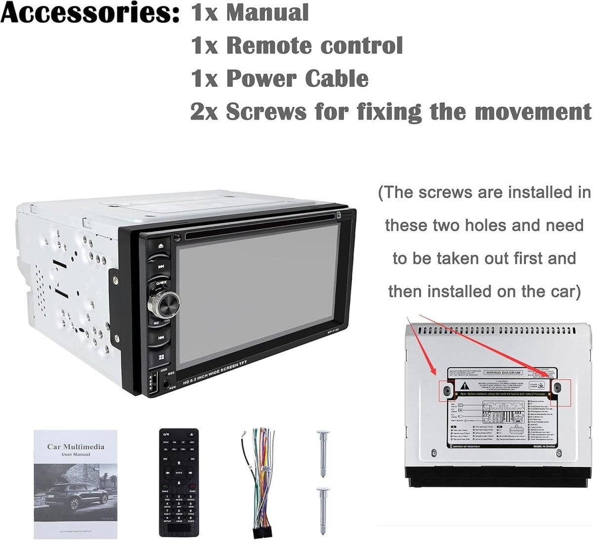 Double Din 6.2" Car Stereo Bluetooth Touchscreen Multimedia Player HD - Kwikley