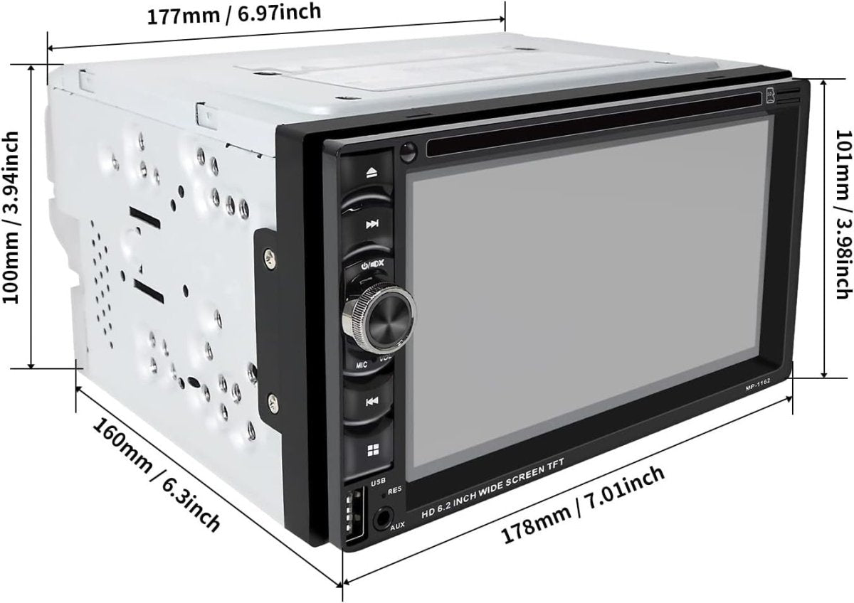 Double Din 6.2" Car Stereo Bluetooth Touchscreen Multimedia Player HD - Kwikley