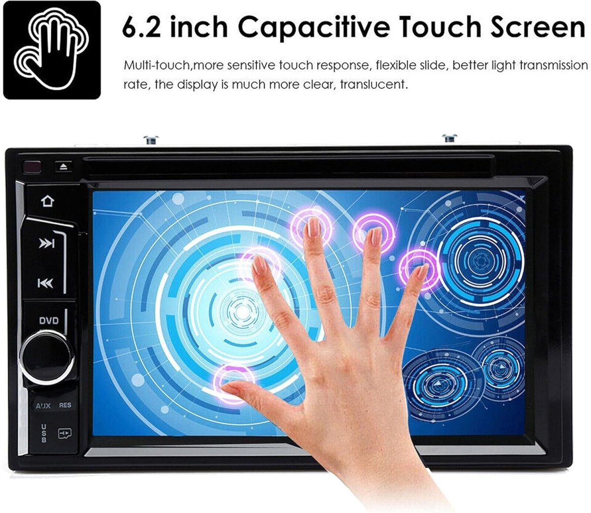 Double Din 6.2" Car Stereo Bluetooth Touchscreen Multimedia Player HD - Kwikley