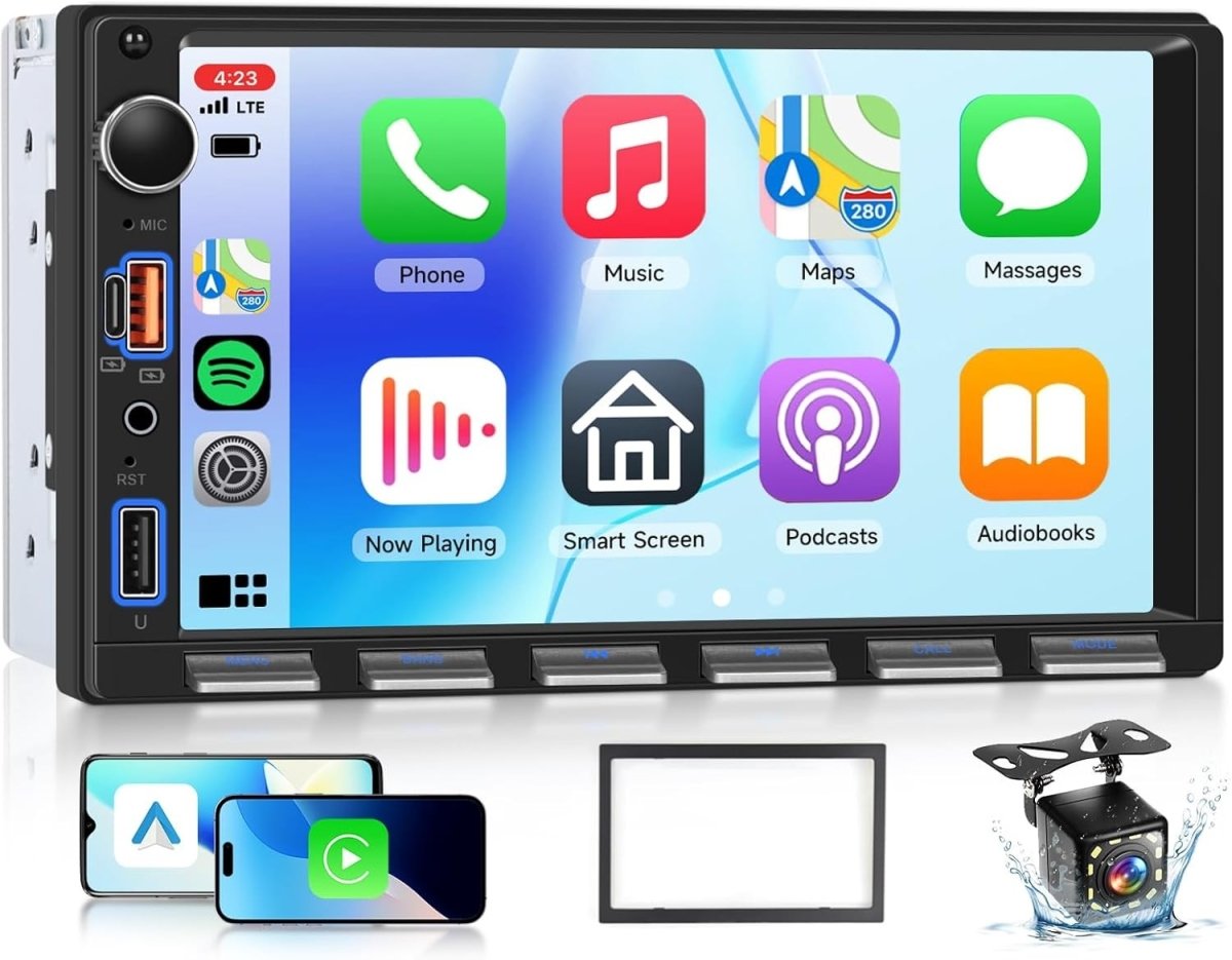 Double Din 7" HD Touchscreen Car Stereo w/ Wireless CarPlay & Android Auto - Kwikley