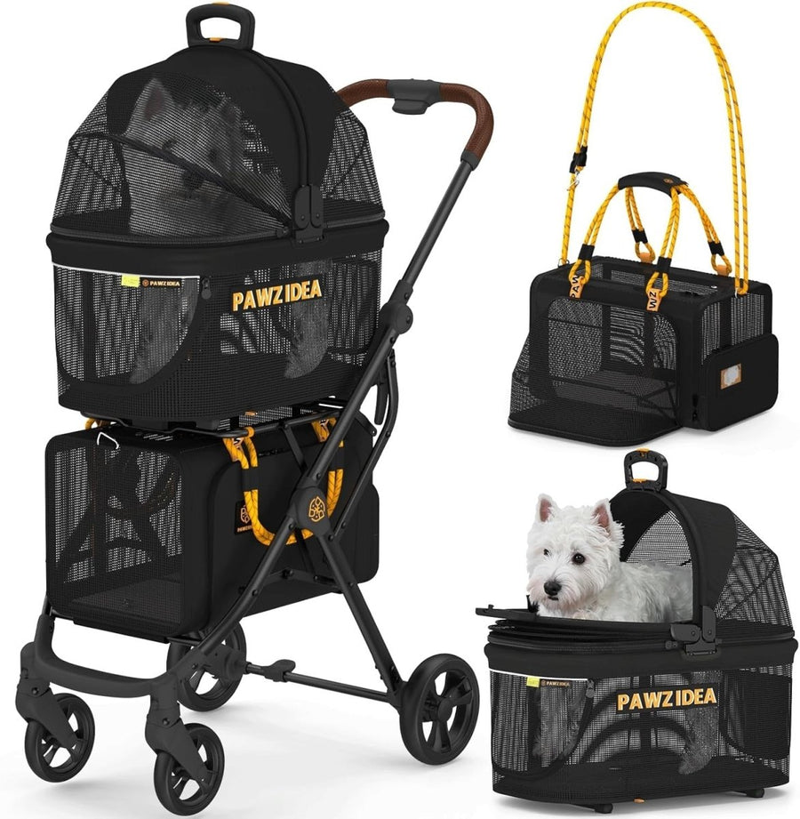 Double Dog Stroller 2 Carrier Foldable Pet Pushchair Travel Crate System - Kwikley