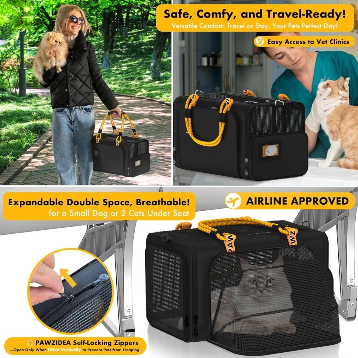 Double Dog Stroller 2 Carrier Foldable Pet Pushchair Travel Crate System - Kwikley