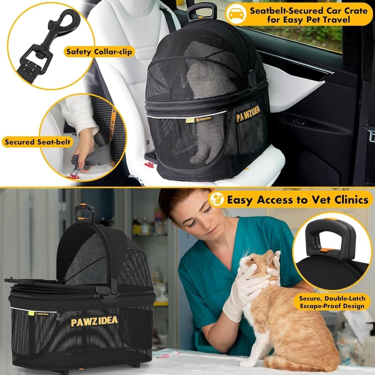 Double Dog Stroller 2 Carrier Foldable Pet Pushchair Travel Crate System - Kwikley