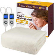 Double Electric Fitted Blanket Dual Control 9 Heat 12h Timer Soft Fleece - Kwikley