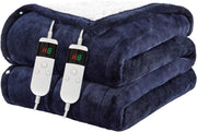 Double Electric Heated Blanket 10 Heat Settings Dual Control Auto Off 180x200cm - Kwikley