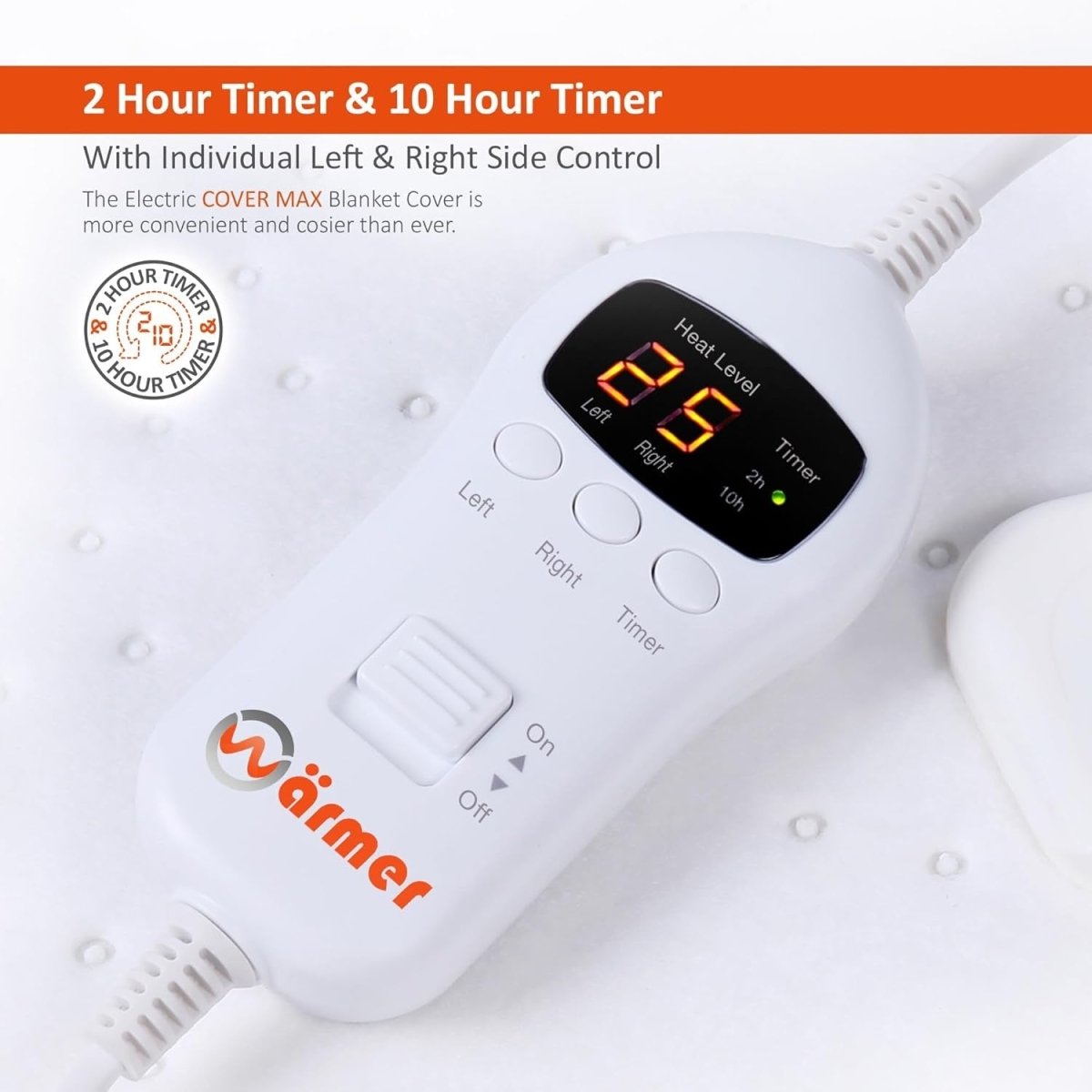 Double Electric Heated Blanket Dual Zone 9 Heat Timer Full Coverage - Kwikley