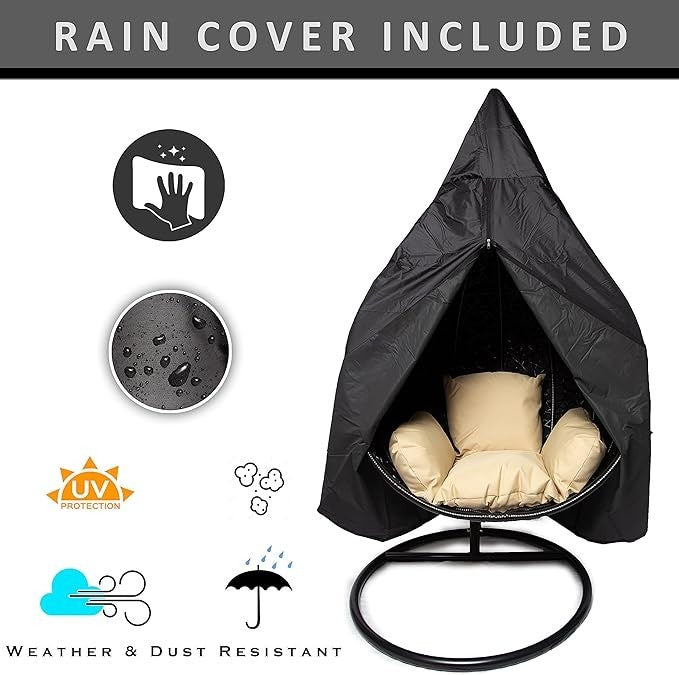 Double Hanging Egg Chair Outdoor Indoor Swing Hammock w/ Cushions & Cover - Kwikley