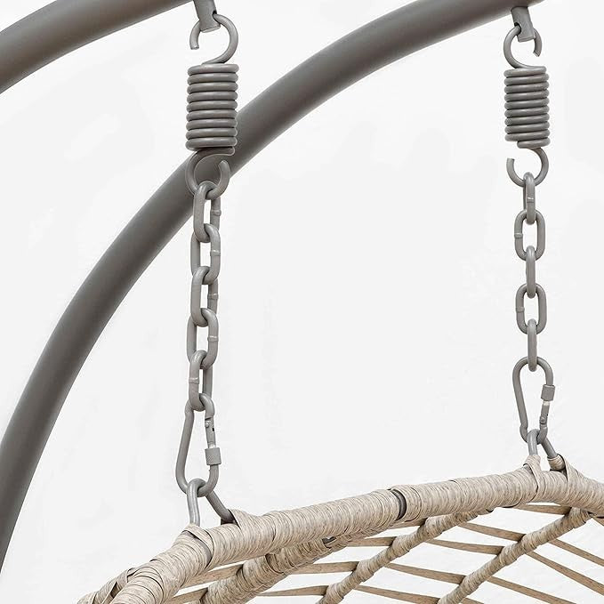 Double Hanging Egg Chair Rattan Swing – Cushions, 200kg Max, Outdoor Use - Kwikley