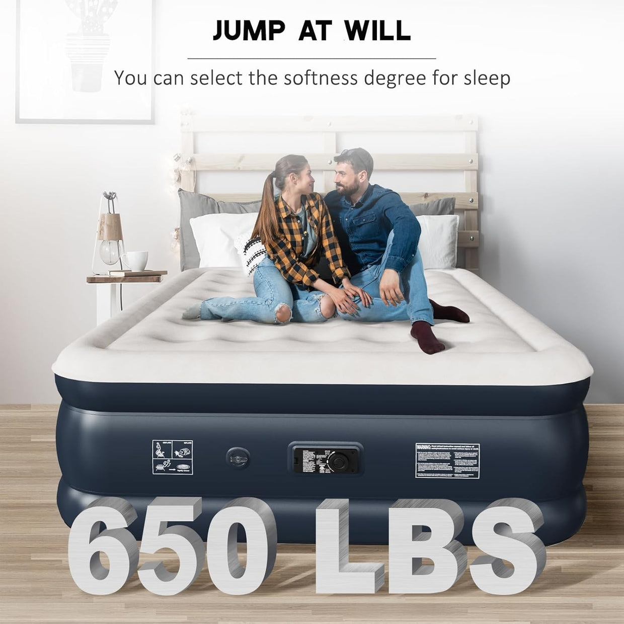 Double Inflatable Air Mattress with Built - in Pump | Fast Inflate & Portable - Kwikley