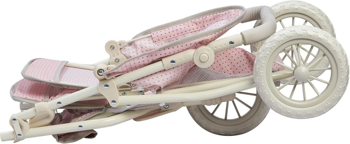 Double Jogging Dolls Pram Tandem Buggy with All - Terrain Wheels & Storage Basket - Kwikley