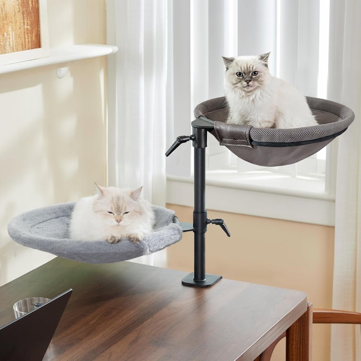 Double Layer Desk Cat Bed Rotating Cat Hammock for 2 Cats Adjustable - Kwikley