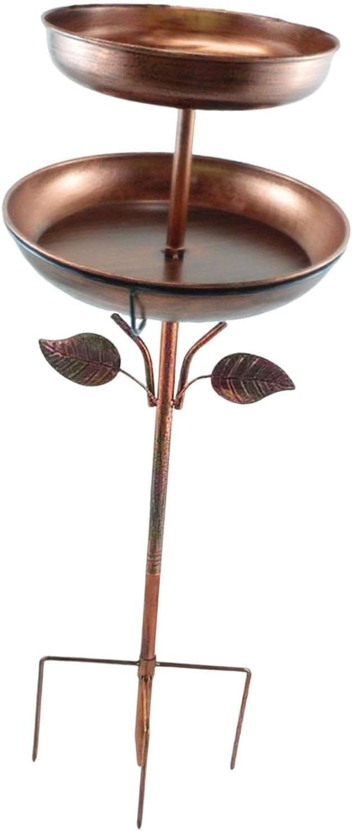 Double Layer Metal Bird Bath Feeder Garden Decor Outdoor Patio Water Bowl - Kwikley