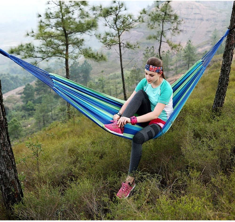 Double Outdoor Camping Hammock 2 Person Portable Canvas Soft Swing - Kwikley