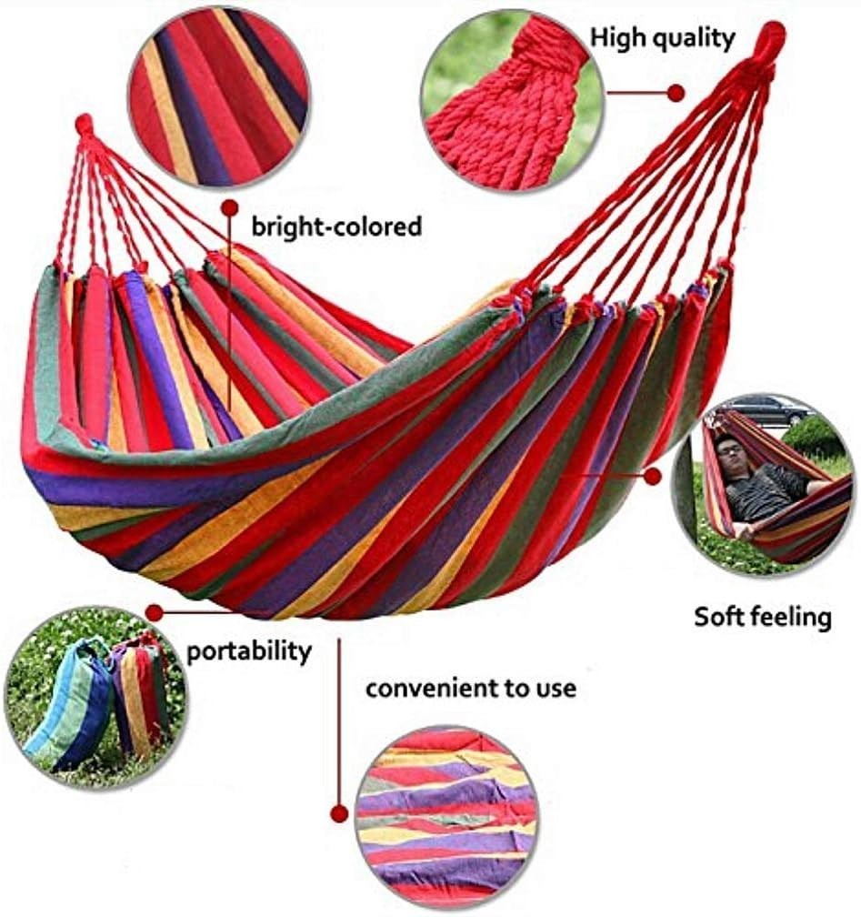 Double Outdoor Camping Hammock 2 Person Portable Canvas Soft Swing - Kwikley
