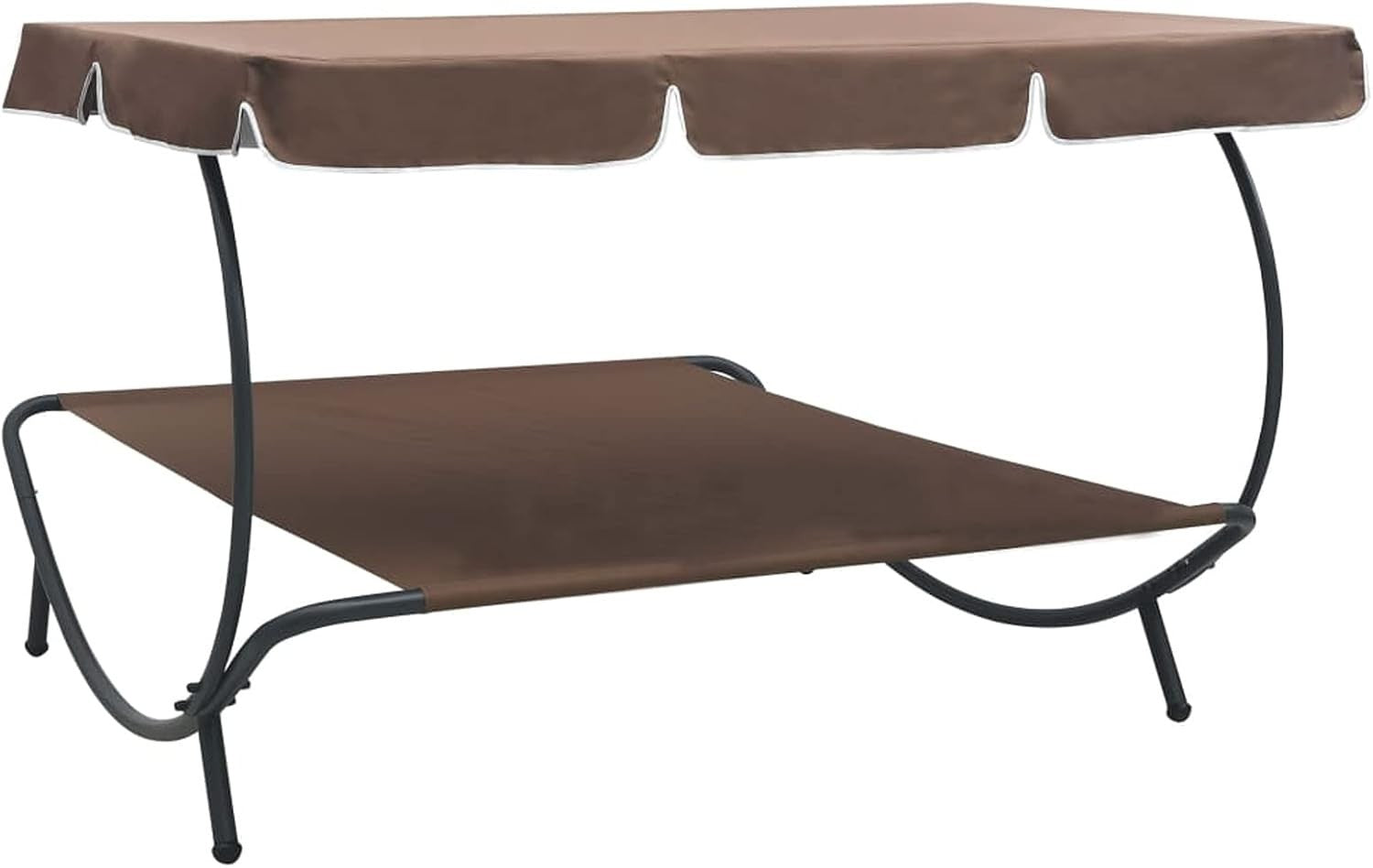 Double Outdoor Sun Lounger with Canopy - Weatherproof Patio Daybed Relaxation - Kwikley