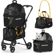 Double Pet Stroller 2 Detachable Carriers Foldable Dog Cat Travel Pushchair - Kwikley