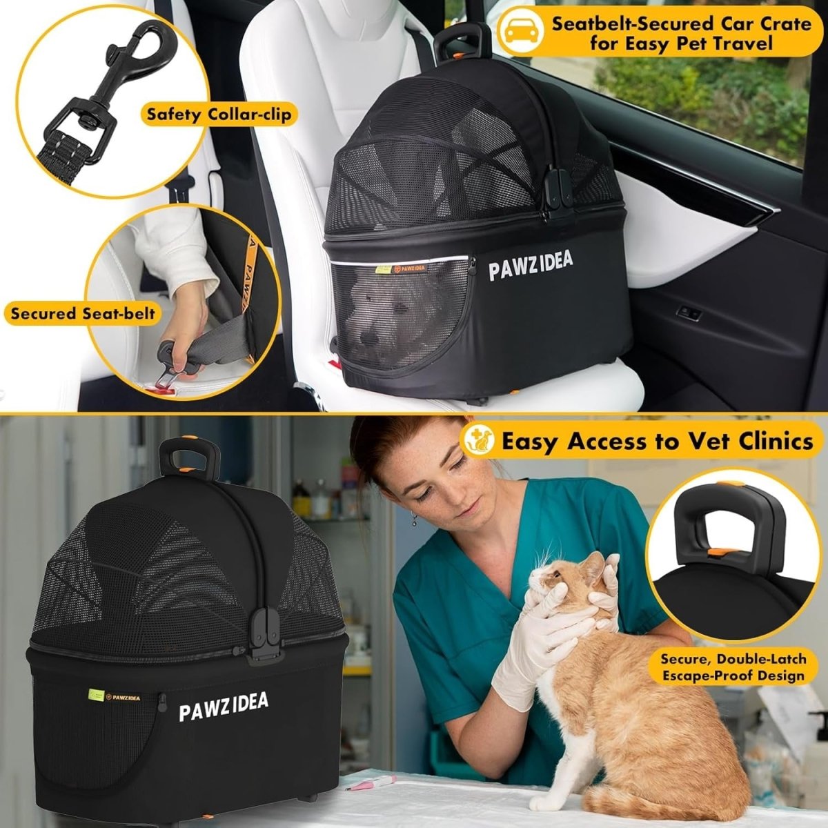 Double Pet Stroller 2 Detachable Carriers Foldable Dog Cat Travel Pushchair - Kwikley