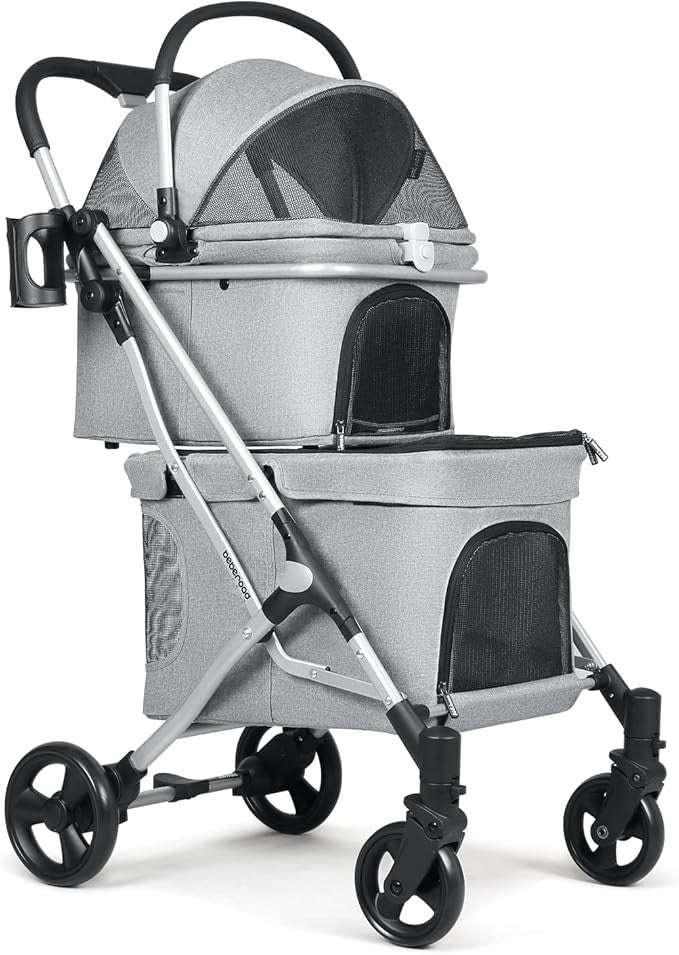 Double Pet Stroller Tier Folding Dog Pram for Small Medium Dogs Cats - Kwikley