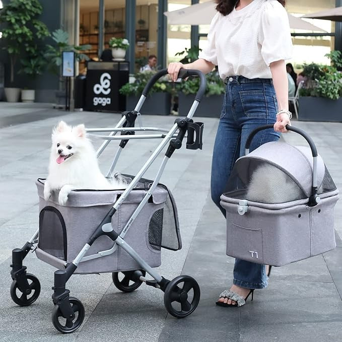 Double Pet Stroller Tier Folding Dog Pram for Small Medium Dogs Cats - Kwikley