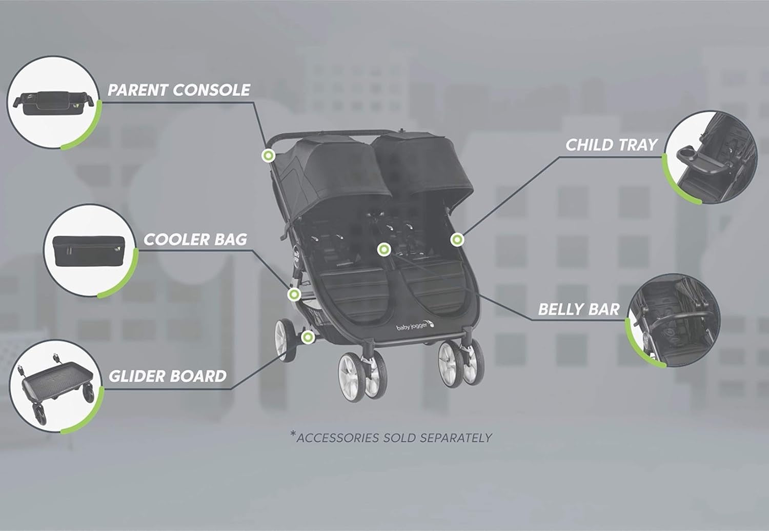 Double Pushchair Rain Cover Weather Shield Wind Snow Protection - Kwikley