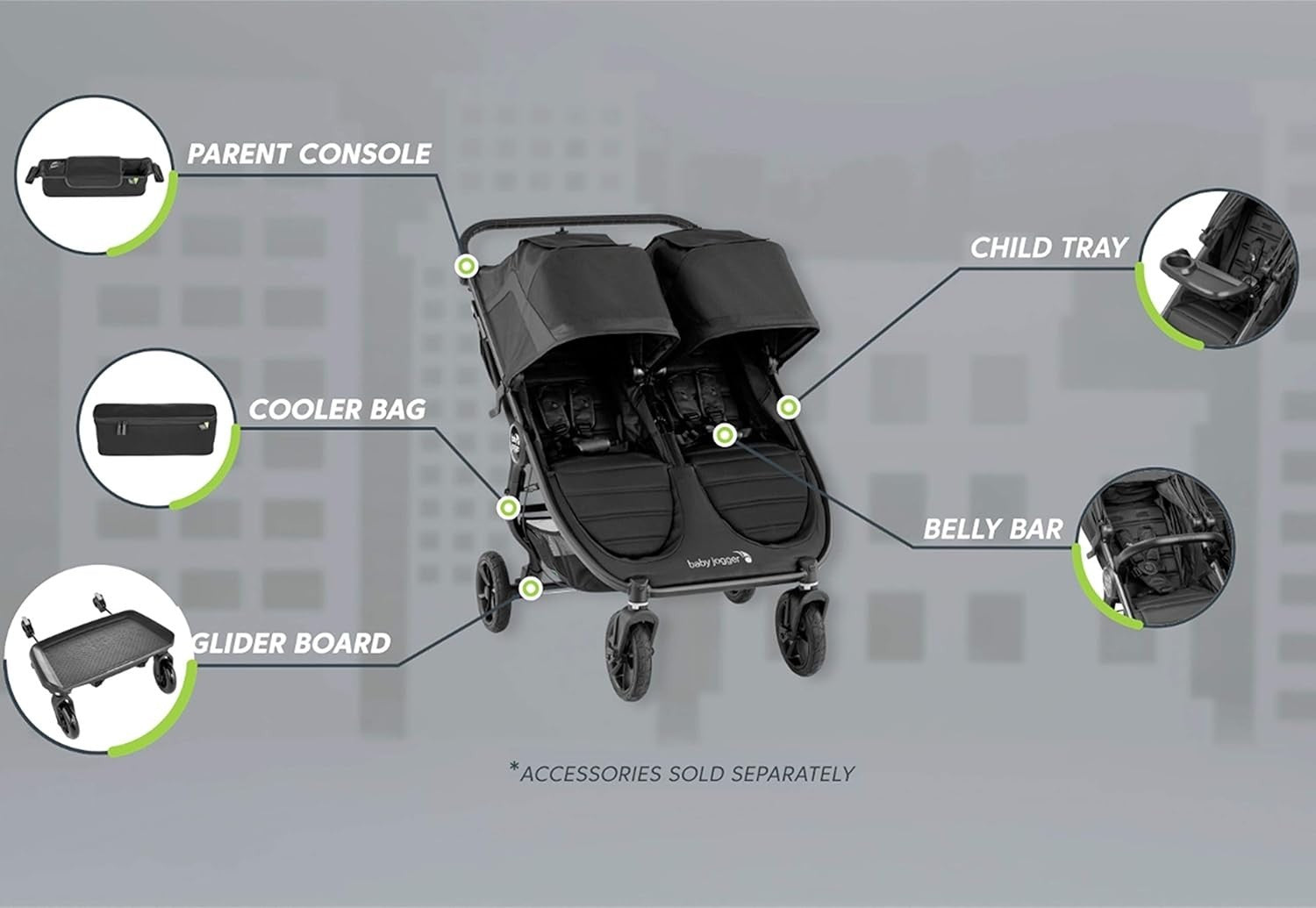 Double Pushchair Rain Cover Weather Shield Wind Snow Protection - Kwikley