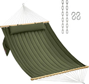 Double Quilted Fabric Hammock with Spreader Bars 2 Person 450LB Outdoor Patio - Kwikley