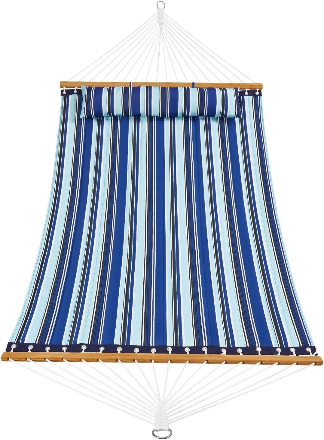 Double Quilted Hammock for 2 w/ Pillow – Outdoor Garden Patio Bed 75"x55" - Kwikley