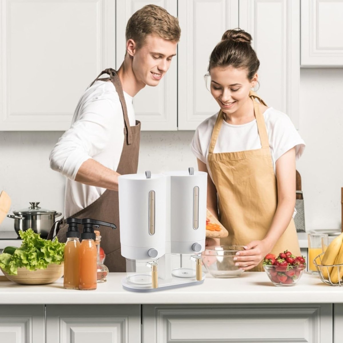 Double Rice Dispenser Airtight Dry Food Storage Container - Kwikley