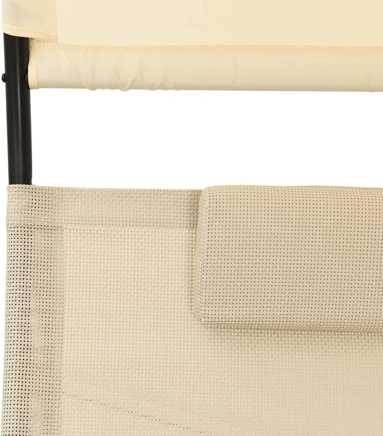 Double Rocking Sun Lounger with Canopy Waterproof Patio Daybed Cream - Kwikley