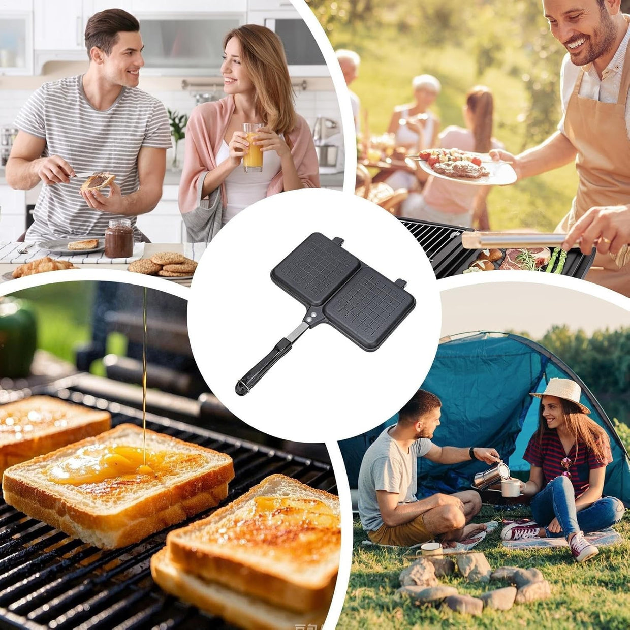 Double Sandwich Maker Non - Stick Cheese Grill Lightweight Portable Pan - Kwikley