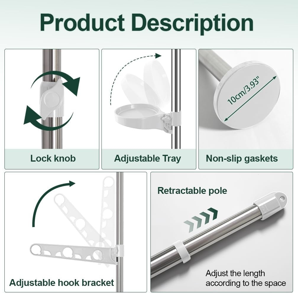 Double Tension Pole Plant Stand Indoor Adjustable 12 Tray Flower Shelf Rack - Kwikley