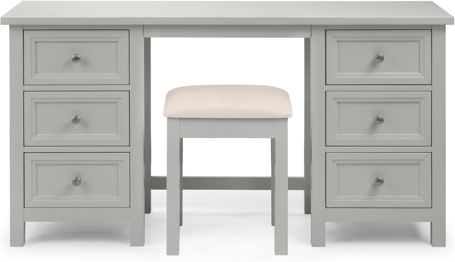 Dove Grey 6 - Drawer Chest of Drawers Dresser Solid Pine Wood Lacquer Finish - Kwikley