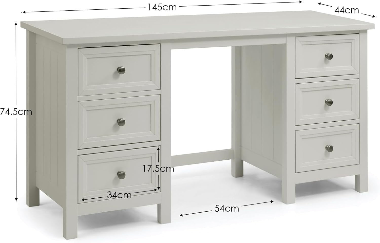 Dove Grey 6 - Drawer Chest of Drawers Dresser Solid Pine Wood Lacquer Finish - Kwikley