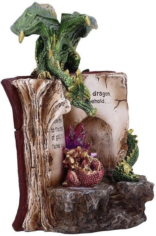 Dragon Crystal Figurine with Book 20.8cm Hand - Painted Fantasy Gothic Decor Gift - Kwikley