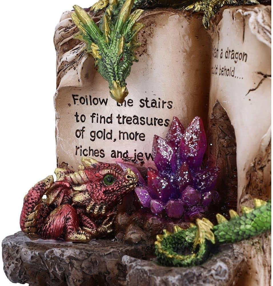 Dragon Crystal Figurine with Book 20.8cm Hand - Painted Fantasy Gothic Decor Gift - Kwikley