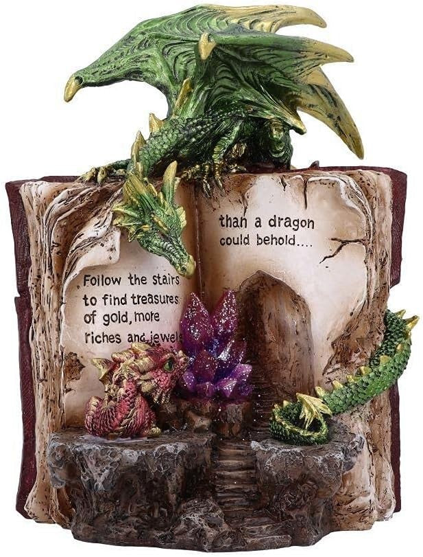 Dragon Crystal Figurine with Book 20.8cm Hand - Painted Fantasy Gothic Decor Gift - Kwikley