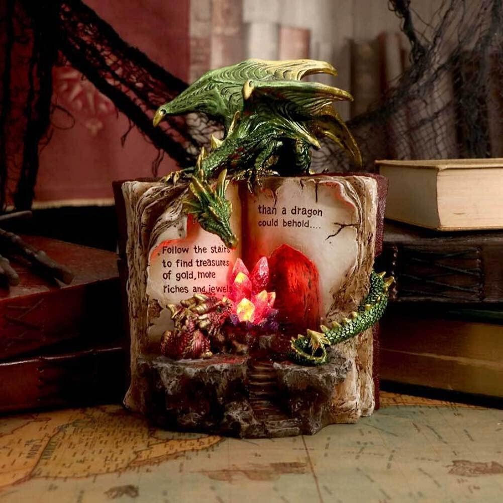 Dragon Crystal Figurine with Book 20.8cm Hand - Painted Fantasy Gothic Decor Gift - Kwikley