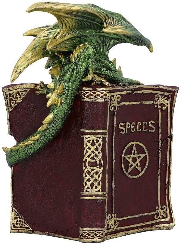 Dragon Crystal Figurine with Book 20.8cm Hand - Painted Fantasy Gothic Decor Gift - Kwikley